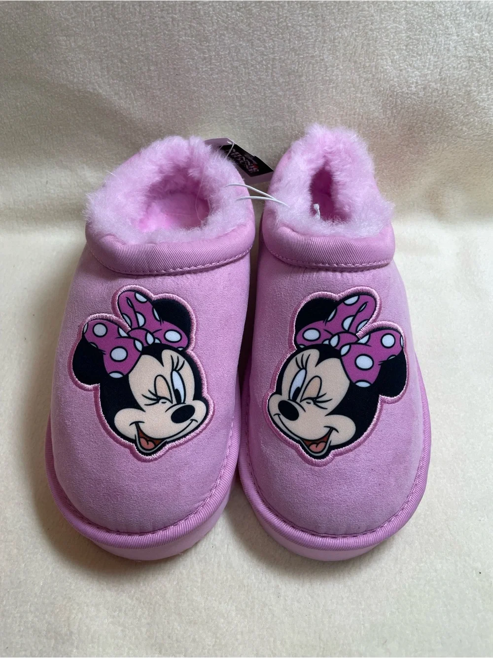 Disney Kids Minnie Mouse Pink Clog Slippers with Faux Fur Lining  Avail: 2, 3